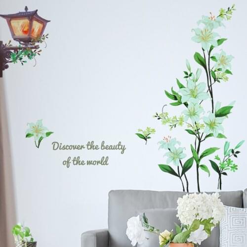 Modern Wall Stickers Flowers Street Lamp Home Living Room Backdrop Wall Decoration Girl Bedroom Teen Room Decor Creative Mural