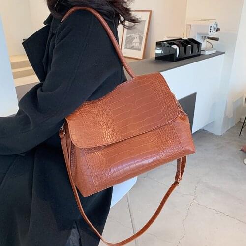Large capacity PU leather women handbag 2021 tend brand Alligator Pattern shoulder bags ladies crossbody bags Casual Big Totes