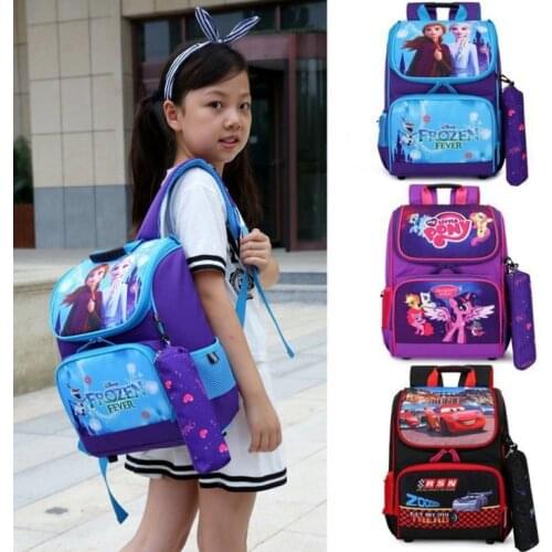Disney Cartoon Princess Frozen Elsa Anna Large capacity schoolbag For Girls Children Backpack Bookbag Primary School Backpack