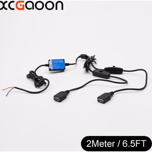 XCGaoon Car DC-DC Converter Module With 2 USB Port Cable + Switch 12V-40V to USB 5V 3A USB Car Charger for Car Camera Mobile