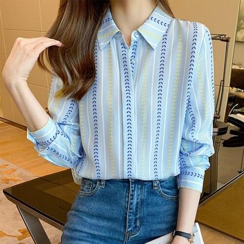 New chic print Womens Blouses elegant ladies shirts 2021 Spring Autumn Long Sleeve Shirts Tops Blusas Mujer