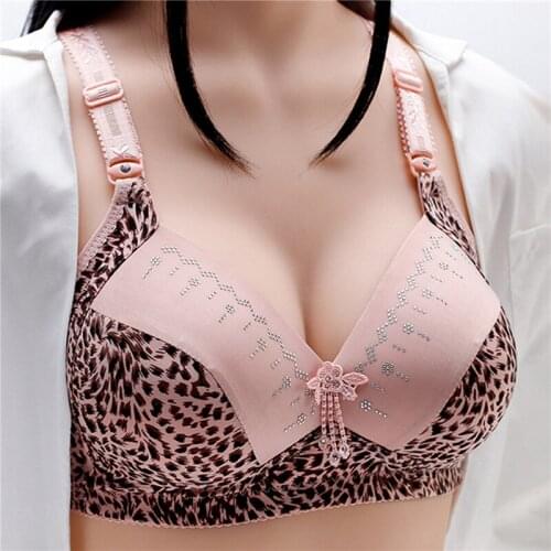 Women Wireless Bra Leopard Printed Bras Female Push Up Ajustable Brassiere Cup Underwear Lady Plus Size Wire Free Bras Lingeries