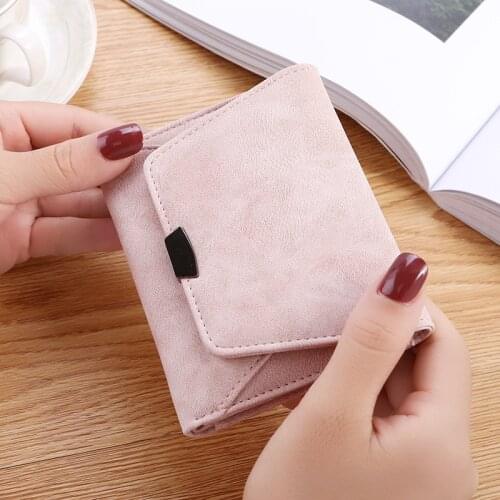 Wallet Female Women Leather Folding Coin Purse Hasp Short Wallet Vintage Fashion Lady Wallet for Credit Cards Carteira Feminina