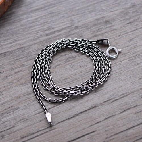 18INCH PURE S925 SILVER NECKLACE MENS CABLE LINK CHAIN NECKLACE FASHION NECKLACE