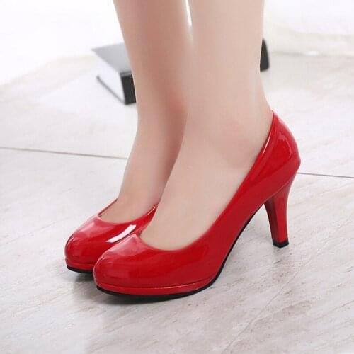 2019 Spring And Autumn Ladies New Fashion High Heels Thick With Round Head Shallow Mouth Classic Four Seasons Single Shoes Women