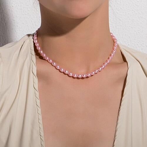 2021 Fashion Pink Pearl Pendant Choker Necklace Womens Wedding Party Clavicle Chain Accessories Gifts for The New Year Jewelry