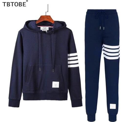 2021 mens TB tracksuits fro winter warm jacket with sweatpant four line style classical casual sport suit for running mann