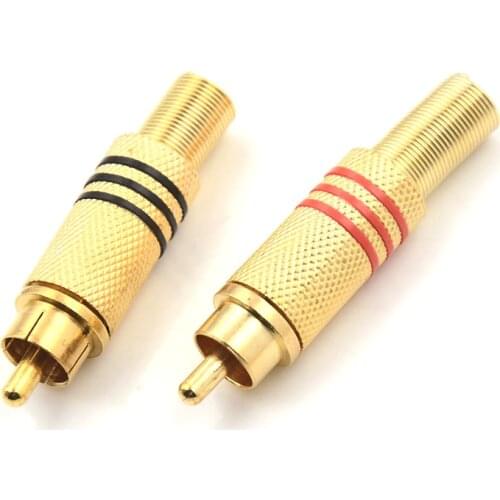 4pcs/lot RCA Connector Male Jack Plug AV Plugs For PC Audio Vedio Welding DIY Parts Metal Spring Gold Red Black