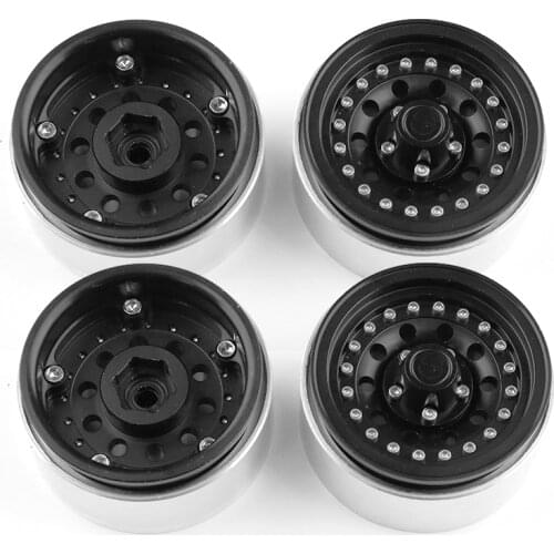 4PCS Metal Beadlock Wheel Hub Rim Fit 1.9 Tires for 1/10 RC Crawler Axial SCX10 90046 D90