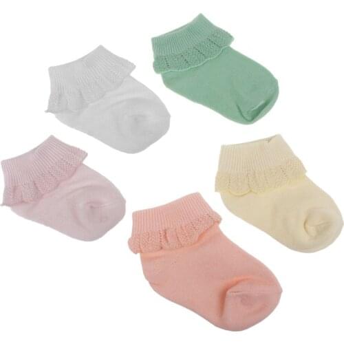 5 Pairs/lot Cute Baby Girl Cotton Ruffle Socks Newborn Breathable Princess Lace Short Sock Lot for Baby Girls Clothing Accessory