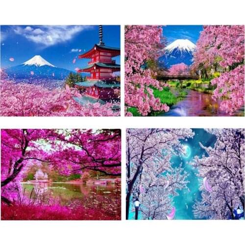 5D DIY diamond painting Sakura flower Full square Diamond mosaic diamond embroidery Wall Art Pictures Home Living decor Z1250