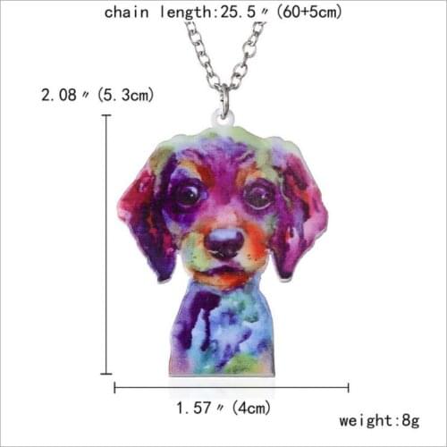 Acrylic coloured drawing dog necklace-Drop shipping