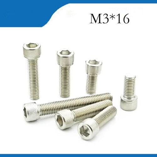 Free shipping M3*16 20pcs 304 stainless steel hexagon socket head cap screw,DIN912 bolt satinlessstainless nails,revet,bolts