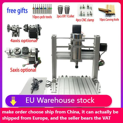 DIY CNC 3020 3 Axis 4 Axis Mini Wood 2030 CNC Engraving Machine Milling Lathe metal Router 400w USB with ER11 Collet