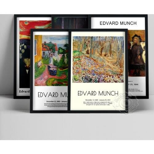 Edvard Munch Exhibition Poster, Edvard Four Girls Oil Painting, Elm Forrest In Spring Wall Stickers, Vintage Munch Art Prints