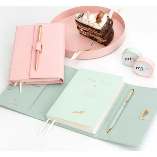 Lovely Pocket Size 42K Girl Diary Planner Notebook New Gifts Color Macaron Notebook with Pens Stationery Gifts