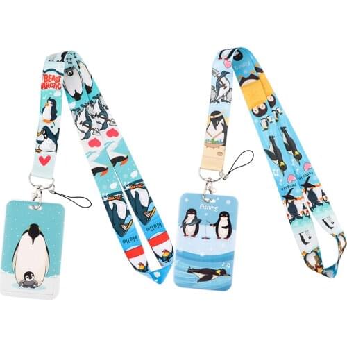 Flyingbee X2149 Antarctic Penguin Lanyard Credit Card ID Holder Badge Student Women Travel Bank Bus Business Card Cover Badge