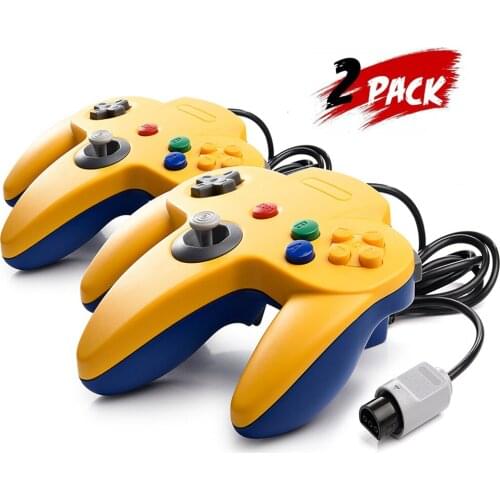 Classic N64 Controller, miadore Rerto N64 Gaming Remote Gamepad Joystick for N64 Console Video Game System(Yellow and Blue)