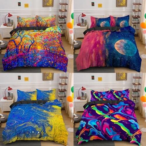 Colorful Printing Design Home Decor Bedding Set Painting Duvet Cover Sets Twin/Full/Queen/King Size 2/3pcs kids Adults Bedline