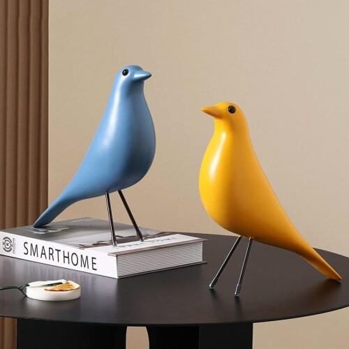 Creative Colored bird Statue Resin sculpture Crafts Simple Living Room Ornaments Home Office Store Decors Decorations