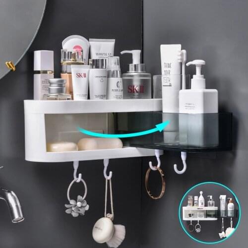 GURET Creative Corner Shower Shelf Rotating Tripod Wall Mount Storage Rack Organizer Shampoo Shower Shelves Bathroom Accessories