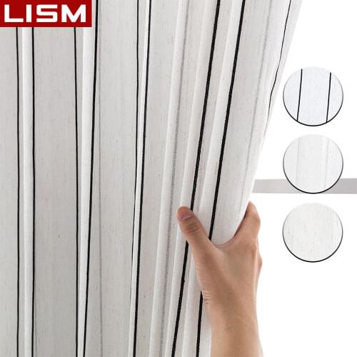 LISM Embroidered Geometric Sheer Curtains Tulle Curtains for Living Room Bedroom Kitchen Window Treatment Voile Drapes Decor