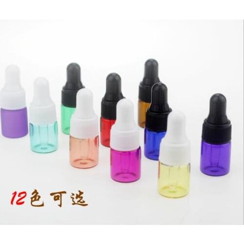 Small Dropper Tube Oil Bottle 1ml 2ml 3ml Coloured Glass Oil Sample Dispensing Bottle 100PCS/LOT