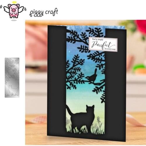 Piggy Craft metal cutting dies cut die mold Cat tree bird background Scrapbook paper craft knife mould blade punch stencils dies