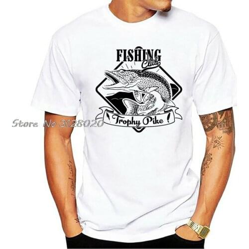 Fishing Trophy Pike Mens T-Shirt Men Short Sleeve Cotton TShirt Cool Tees Tops Streetwear