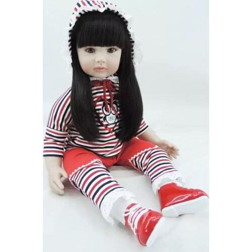 Soft Silicone Reborn Baby Doll 22" Vinyl Girl Brinquedos Doll Lifelike Newbabies Play House Toys Bebe Reborn Doll for Sale