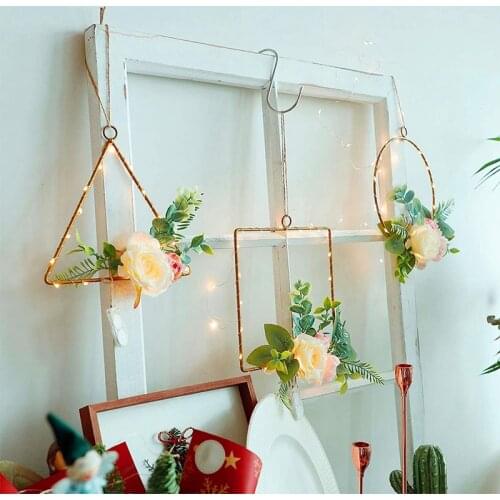Set Of 3 Floral Hoop Wreath,Artificial Peony Flower Eucalyptus Wreath With Lights,For Wending Party/Living Room/Bathroom
