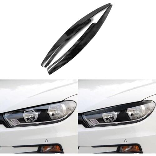 For Volkswagen VW Scirocco 2008-2017 Real Carbon Fiber Headlight Cover Eyebrows Eyelids Car Sticker Trim Headlight Protector