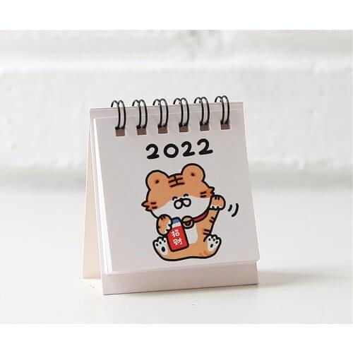 2022 Cute Cartoon Tiger Desk Calendar Daily Monthly Schedule Planner Organizer School Office Supplies Desktop Decoration