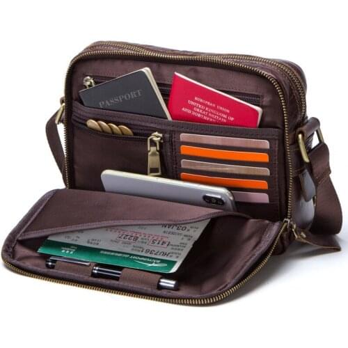 New Fashion Leather Mens Shoulder Bag Storage Bag First Layer Leather Messenger Bags