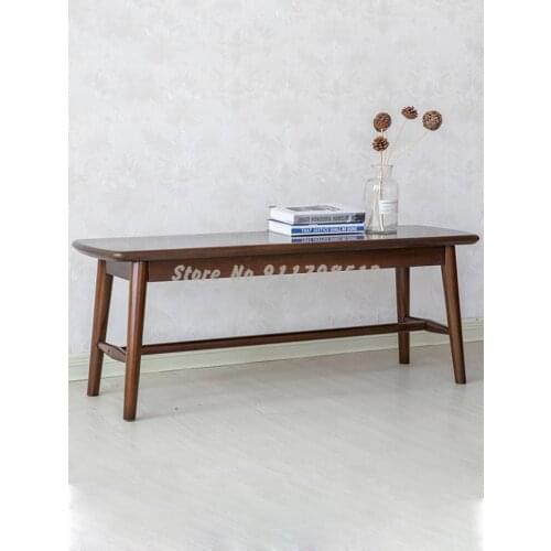 Dining table bench solid wood Nordic minimalist long stool household light luxury bed end stool walnut color entry shoe replacem