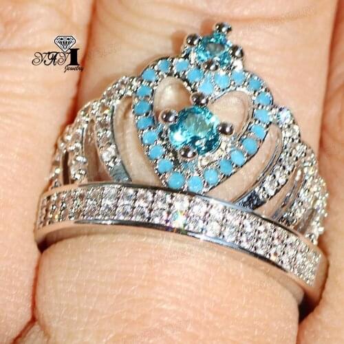 Wholesale YaYI Jewelry Fashion Princess Cut 6 CT Multi -Color Cubic Zirconia Silver Color Engagement Wedding Party Crown Rings