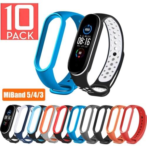 10Pcs/Pack Strap For Xiaomi Mi Band 5 4 3 Bracelet Silicone Belt Wristband Wrist Band For Xiaomi Mi Band 4 3 Miband 5 Strap