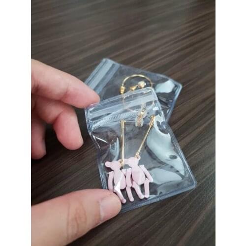 100Pcs/ Lot 4*6cm Clear PVC Self Seal Zipper Plastic Packing Poly Pouch Ziplock Anti-oxidation Jewelry Package Bag With Valve