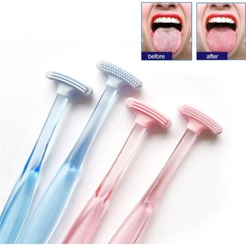 2PCS Tongue Scraper Soft Silicone Oral Tongue Cleaner Brush Fresh Breath Tongue Toothbrush Oral Hygiene High Quality