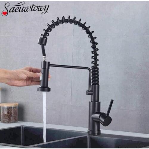 Matte Black Pull Out Kitchen Faucet Sink Faucet With Sprinkler Kitchen Faucet Tap 360° Rotatble Deck Mout Faucet Lead Free
