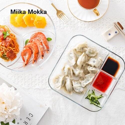 Nordic Style Split Glass Plate Simple Salad Dishes Dessert Plate Fruit Plate Stand for Cake Snack Tray Dumplings Plates