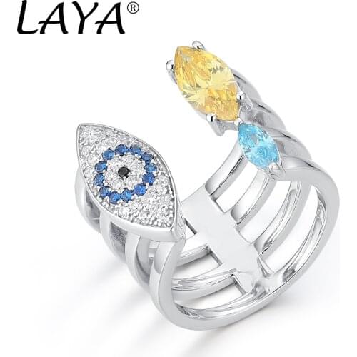 925 Sterling Silver Fashion High Quality Zircon Eyes Personalized Design Adjustable Open Ring For Womens Wedding Luxury Jewelry