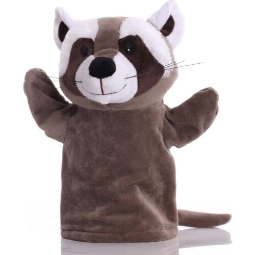 1pcs 25cm Hand Puppe tRaccoon Animal Plush Toys Baby Educational Hand Puppets Story Pretend Playing Dolls for Kids Gift