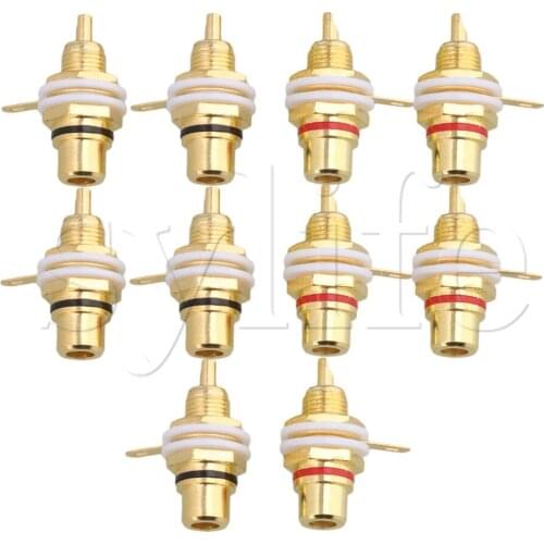 10pcs Gold Plated RCA Jack Panel Mount Chassis Socket 3/8" Mounting Hole