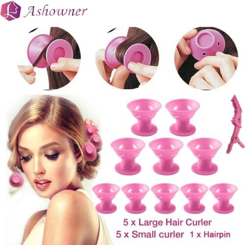 11pcs/set Magic Hair Care Rollers for Curlers No Heat No Clip Soft Rubber Silicone Hair Curler Twist Hair Styling DIY Tool