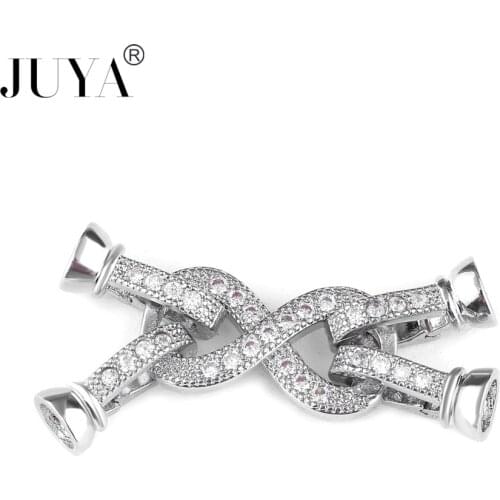 2018 NEW Designer 3 Styles Copper Inlaid Zircon Charm Round Clasps For Handmade Jewelry Making DIY Pearl Necklace