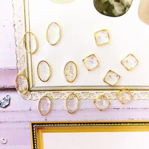 50pcs Oval Hollow Jewelry Base Nail Sticker Rhinestone Metal Rivet Alloy Jewelry Metal Frame Nail Rhinestone Base Halloween Tool