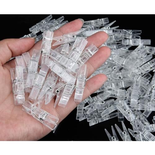 50Pcs Portable Photo Clips Plastic Mini Spring Clear Clothes Pegs For Photo Paper Craft Clips Clothespin Party Home Decoration