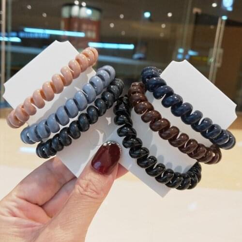 6Pcs/Set New Elastic Hair Band Telephone Wire Line Candy Color Ponytail Holder Hair Ties Rubber Band Women Hair Accessories