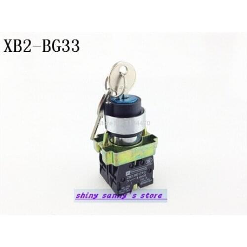 1Pcs XB2-BG33 3 Position 2 NO Normally Open 2N/O Locked Maintained Key Operated Selector Switch Brand New